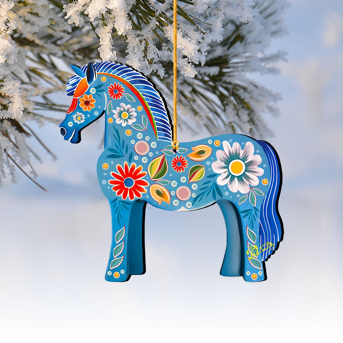 Danish Horse Decorative Wooden Ornaments by G. Debrekht - Love Family Decor - 8688311-0