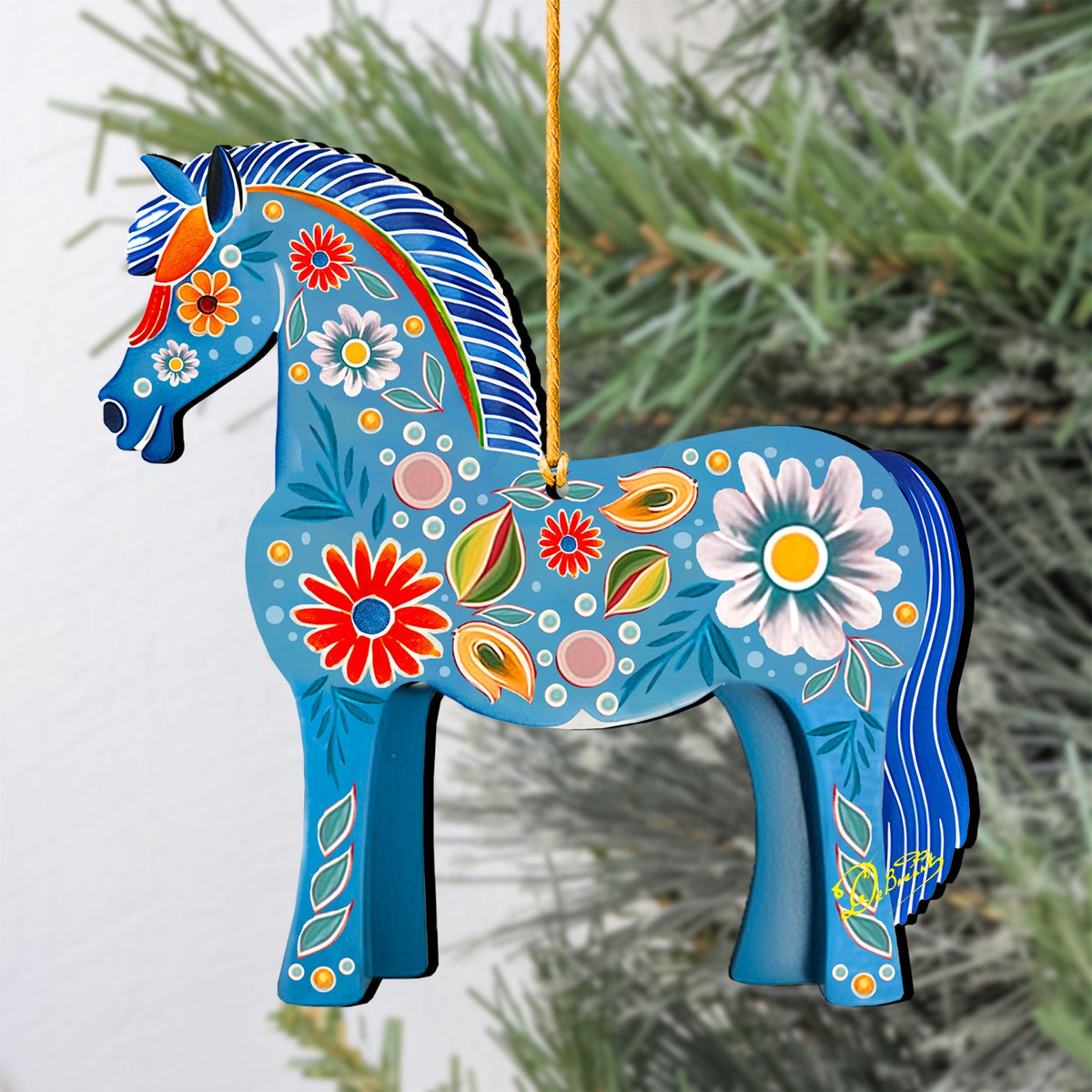 Danish Horse Decorative Wooden Ornaments by G. Debrekht - Love Family Decor - 8688311-2