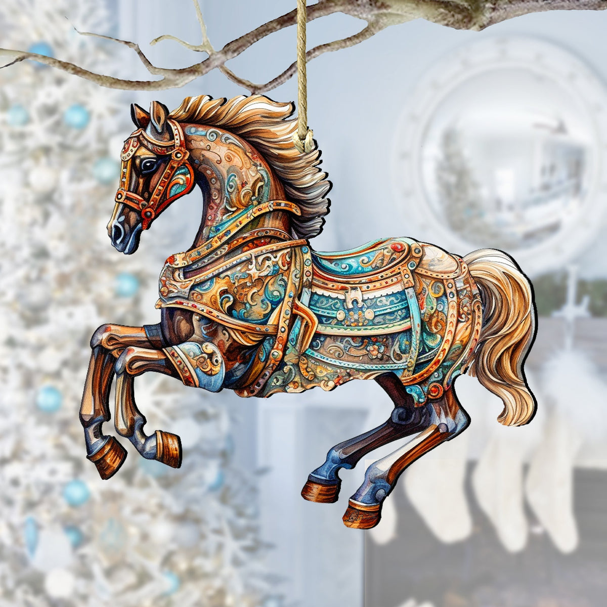Carousel Horse Wooden Ornaments by G. Debrekht - Christmas Decor - 8100193-1-0
