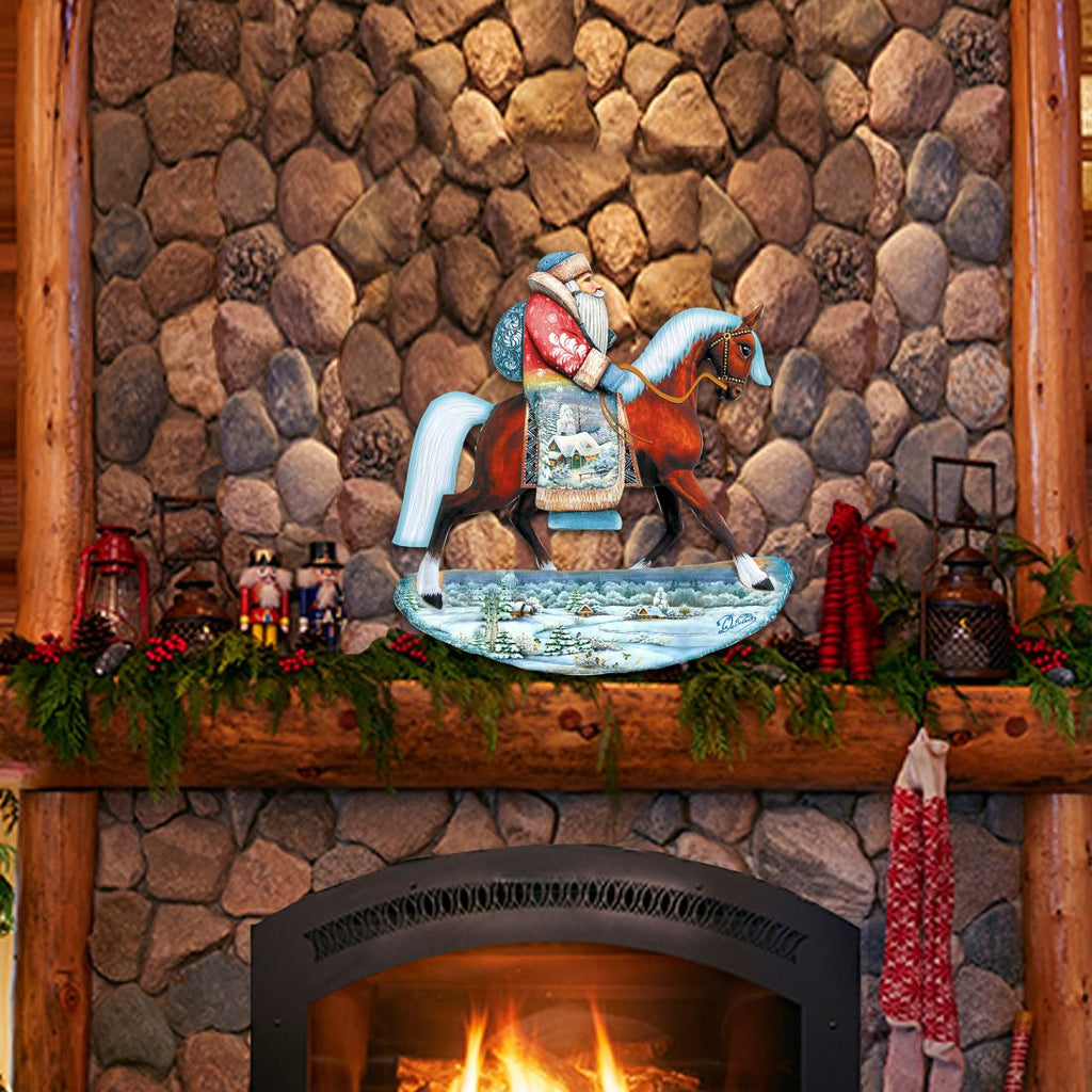 Horsey Santa Christmas Christmas Door Decor by G. DeBrekht - Christmas Santa Snowman Decor - 8151121H-1