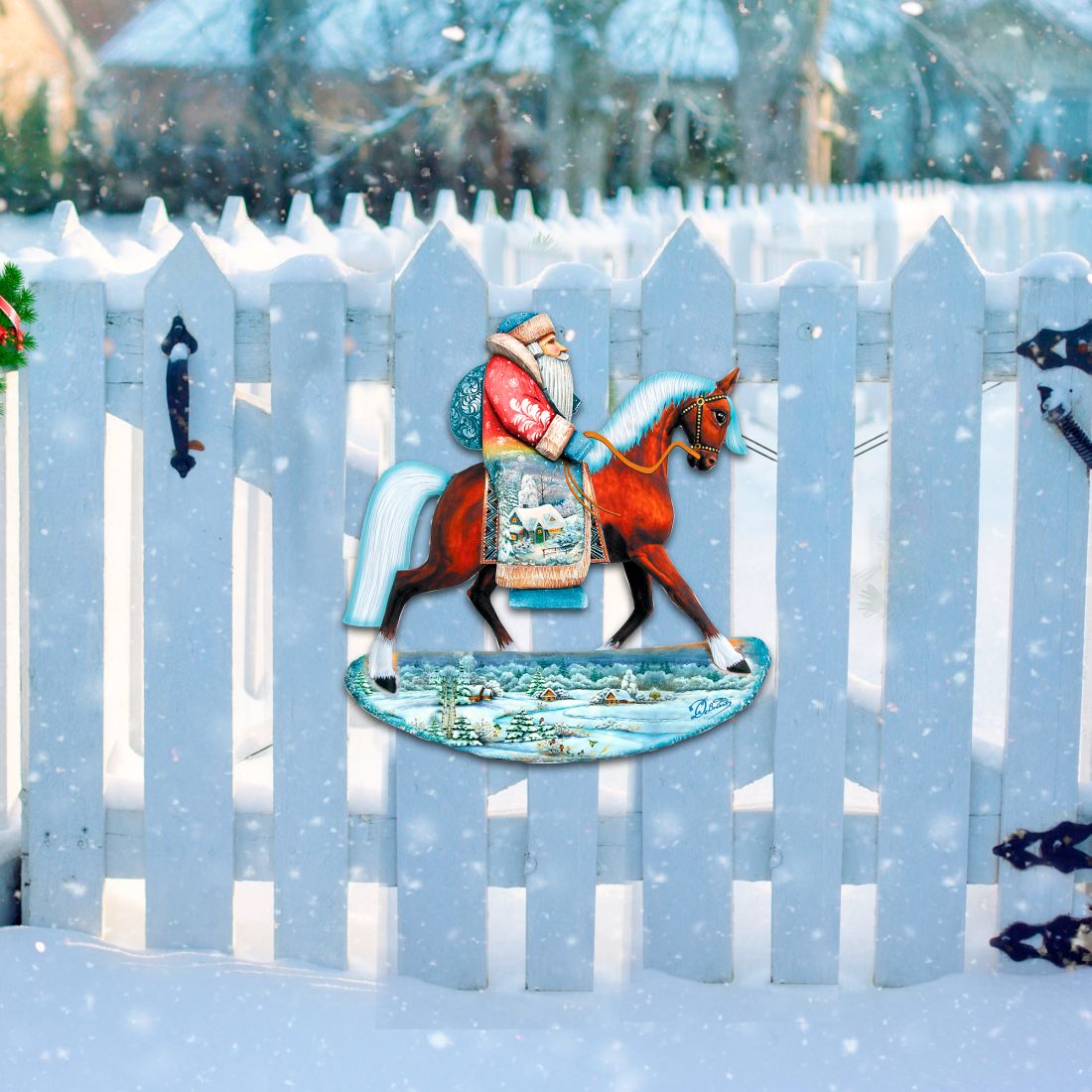 Horsey Santa Christmas Christmas Door Decor by G. DeBrekht - Christmas Santa Snowman Decor - 8151121H-2