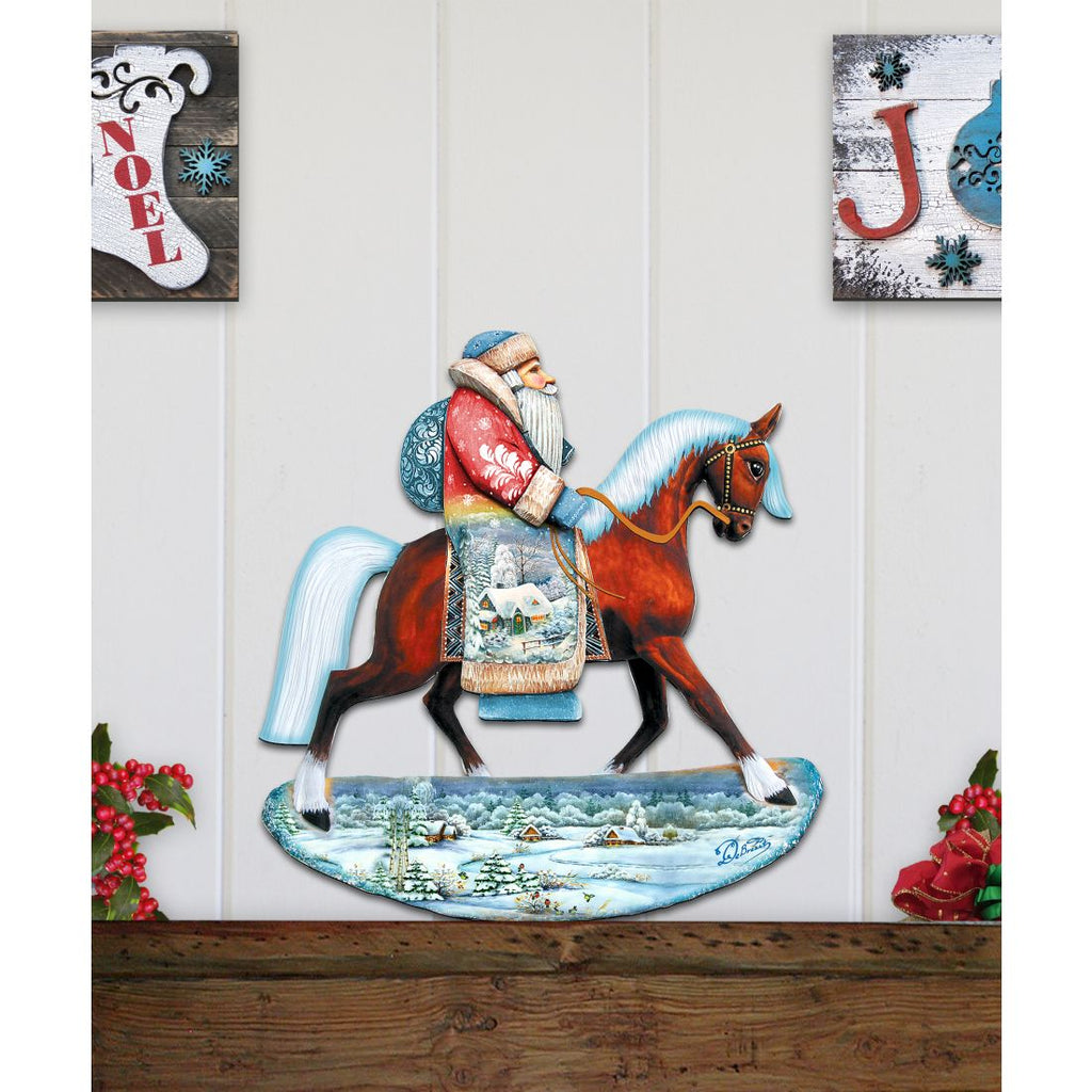 Horsey Santa Christmas Christmas Door Decor by G. DeBrekht - Christmas Santa Snowman Decor - 8151121H-3