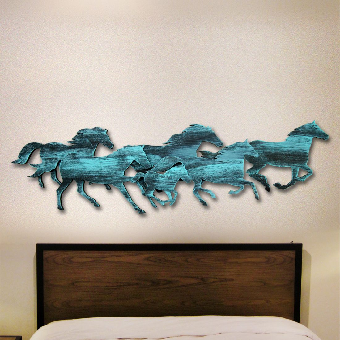 Running Herd of Horses Wooden Wall Decor by G. DeBrekht - Nature Wildlife Decor  - G98158SX-0
