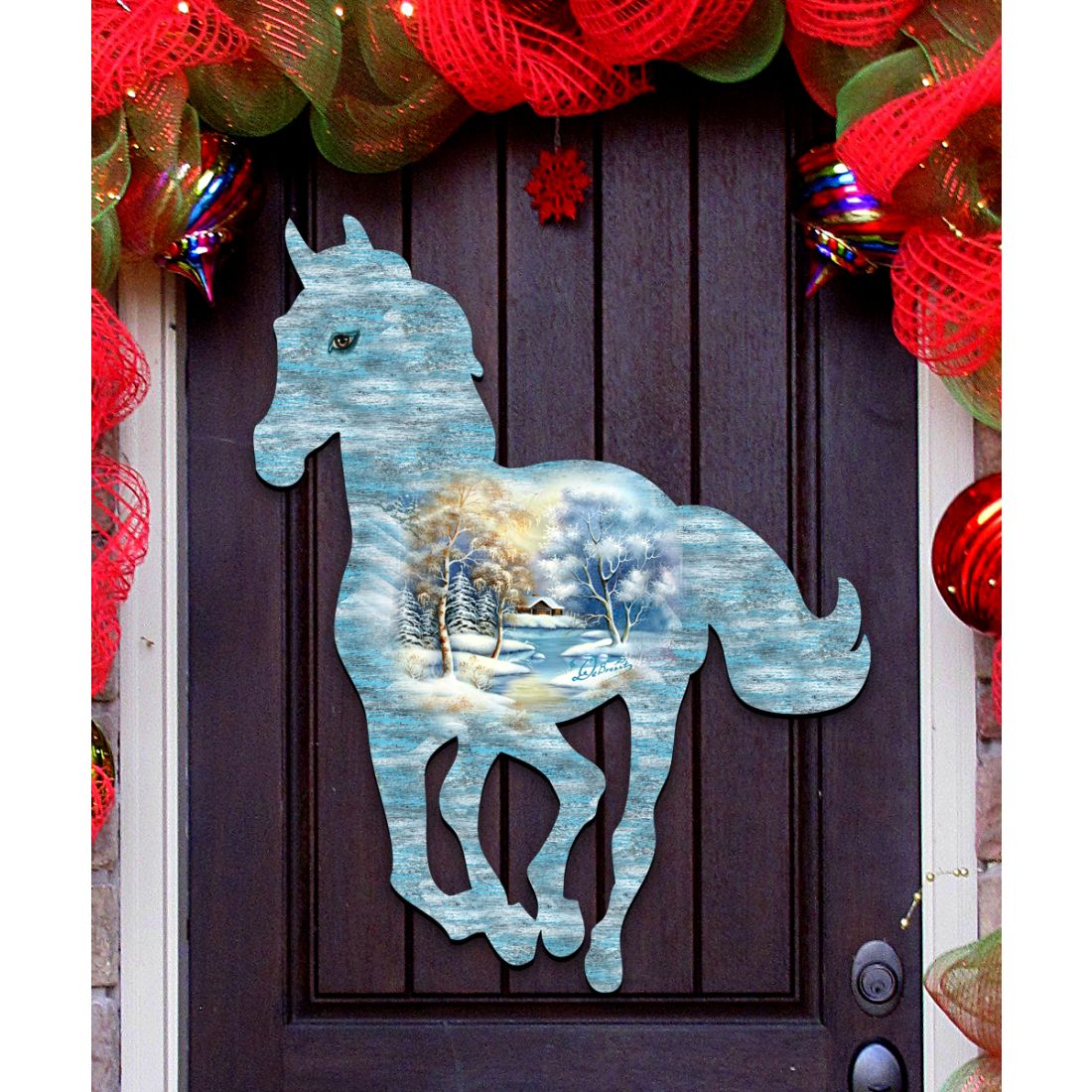 Running Horse Vintage Wildlife Door Decor - G. DeBrekht - Wildlife Holiday Decor - 8198155H-0