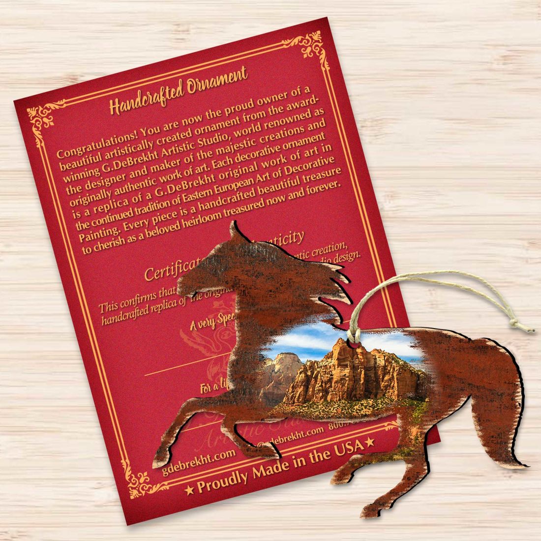 Horse Wooden Ornaments by Nature Wonders - Wildlife Holiday Decor - 81981582-3