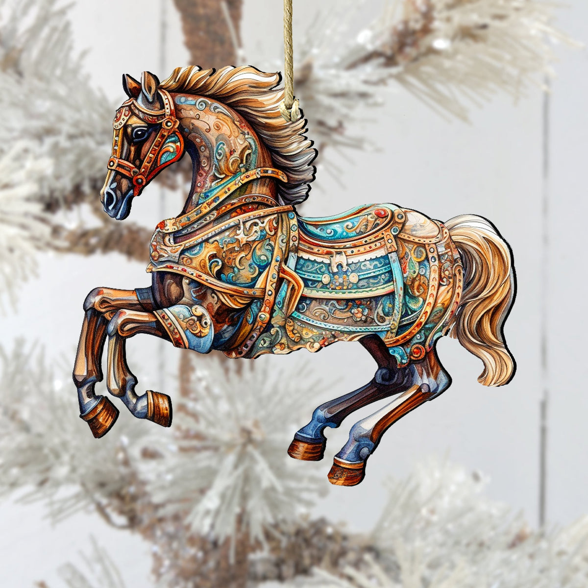 Carousel Horse Wooden Ornaments by G. Debrekht - Christmas Decor - 8100193-1-1