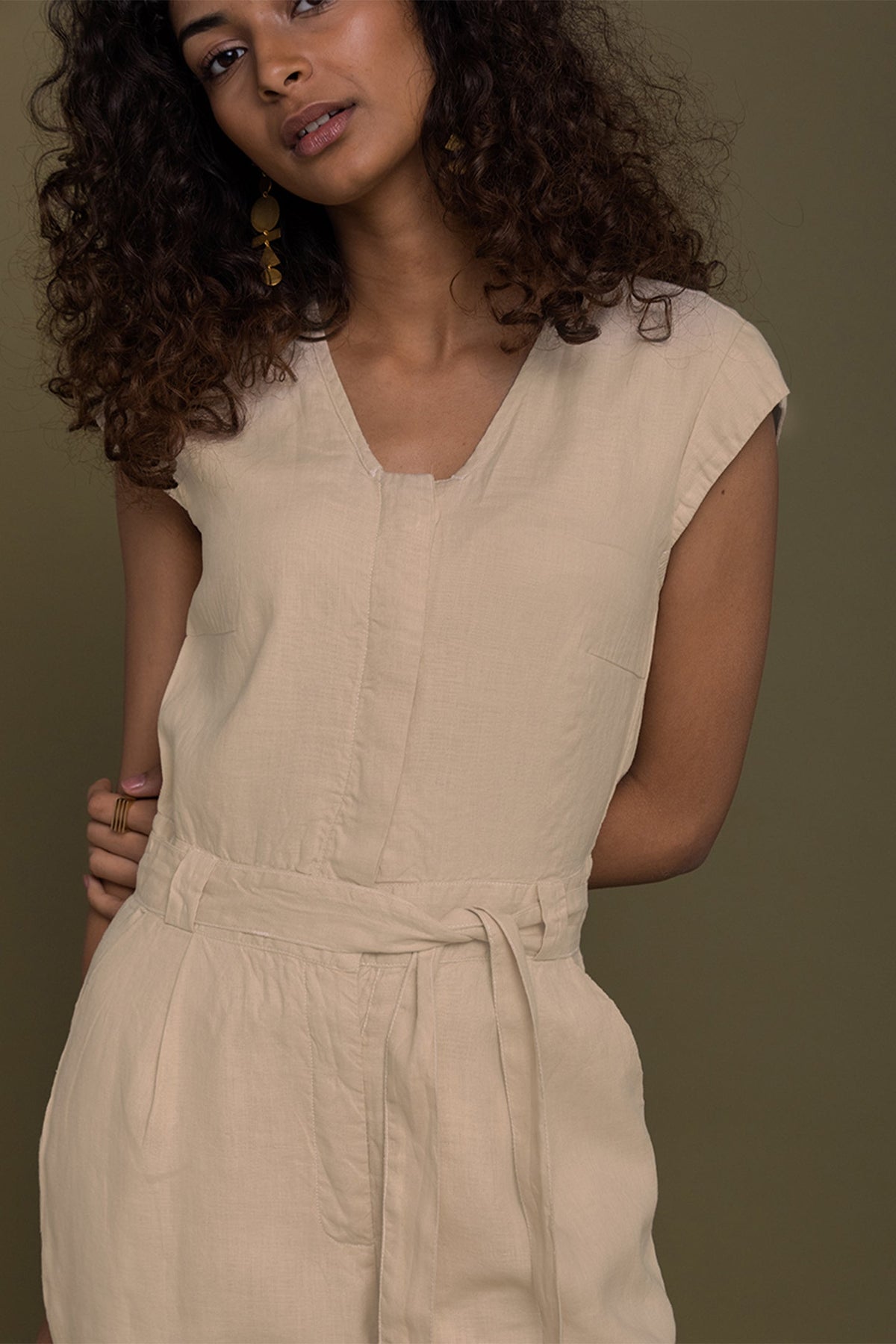 Evening Chai Jumpsuit in Neutral Beige