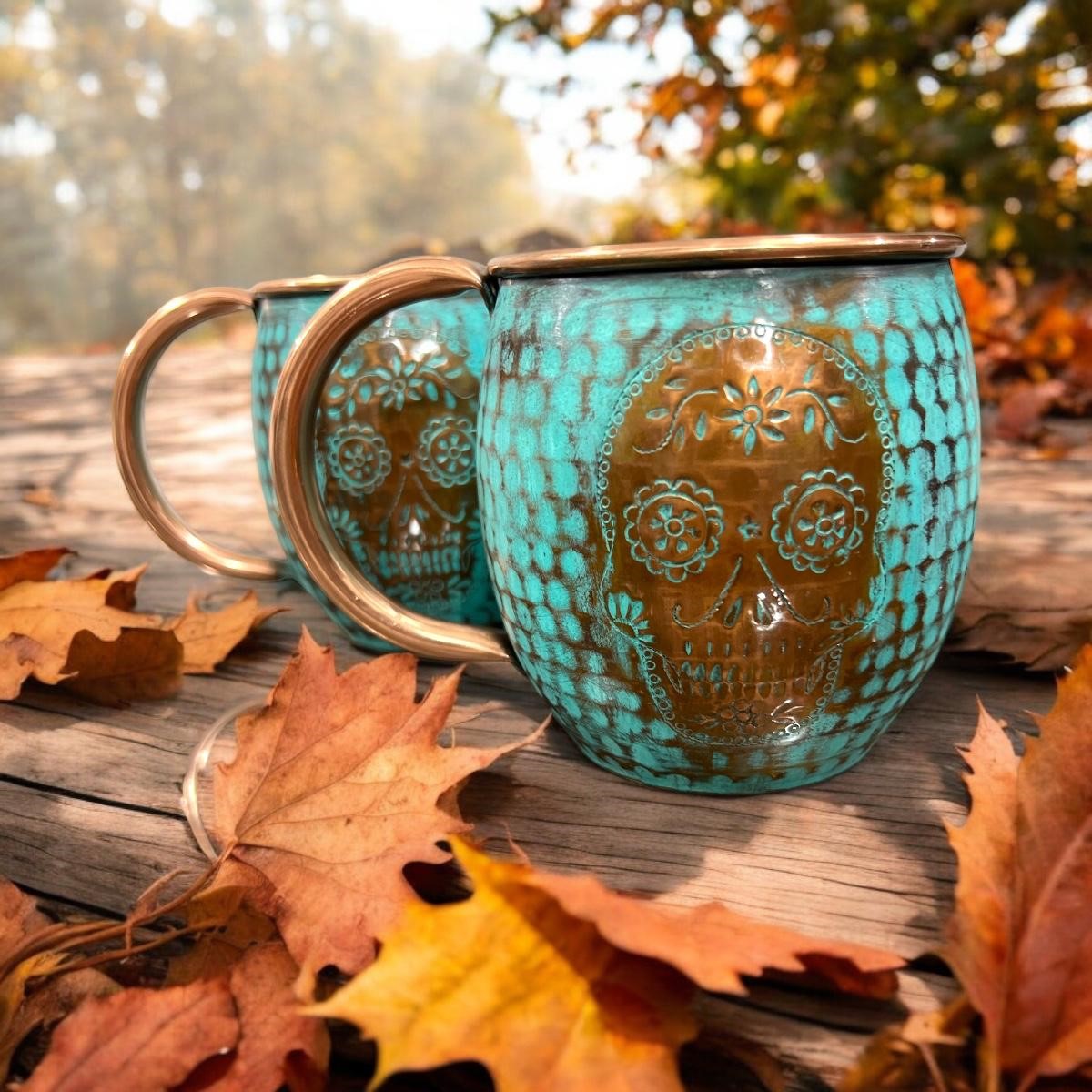 Set of Two Copper Barrel Mugs