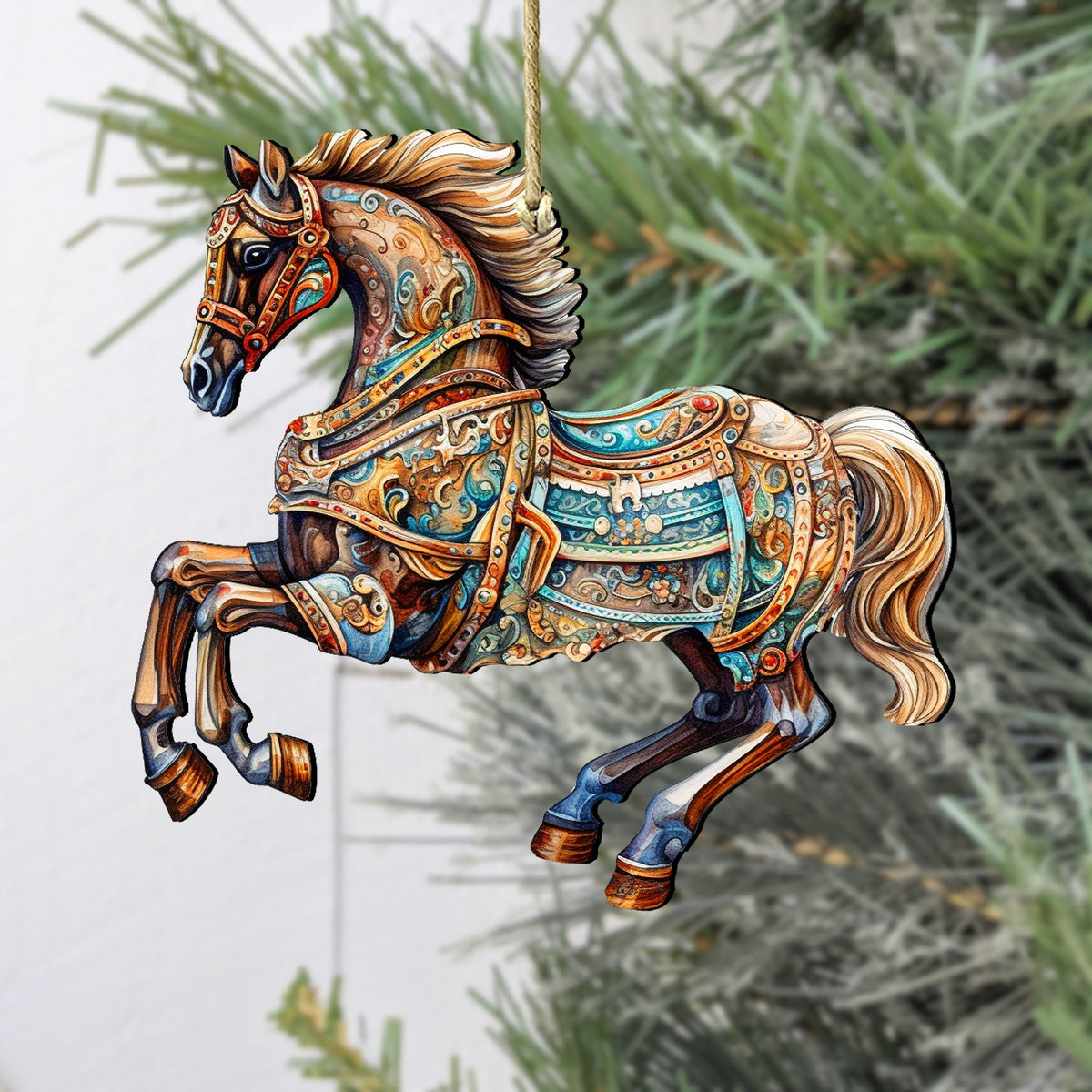Carousel Horse Wooden Ornaments by G. Debrekht - Christmas Decor - 8100193-1-2