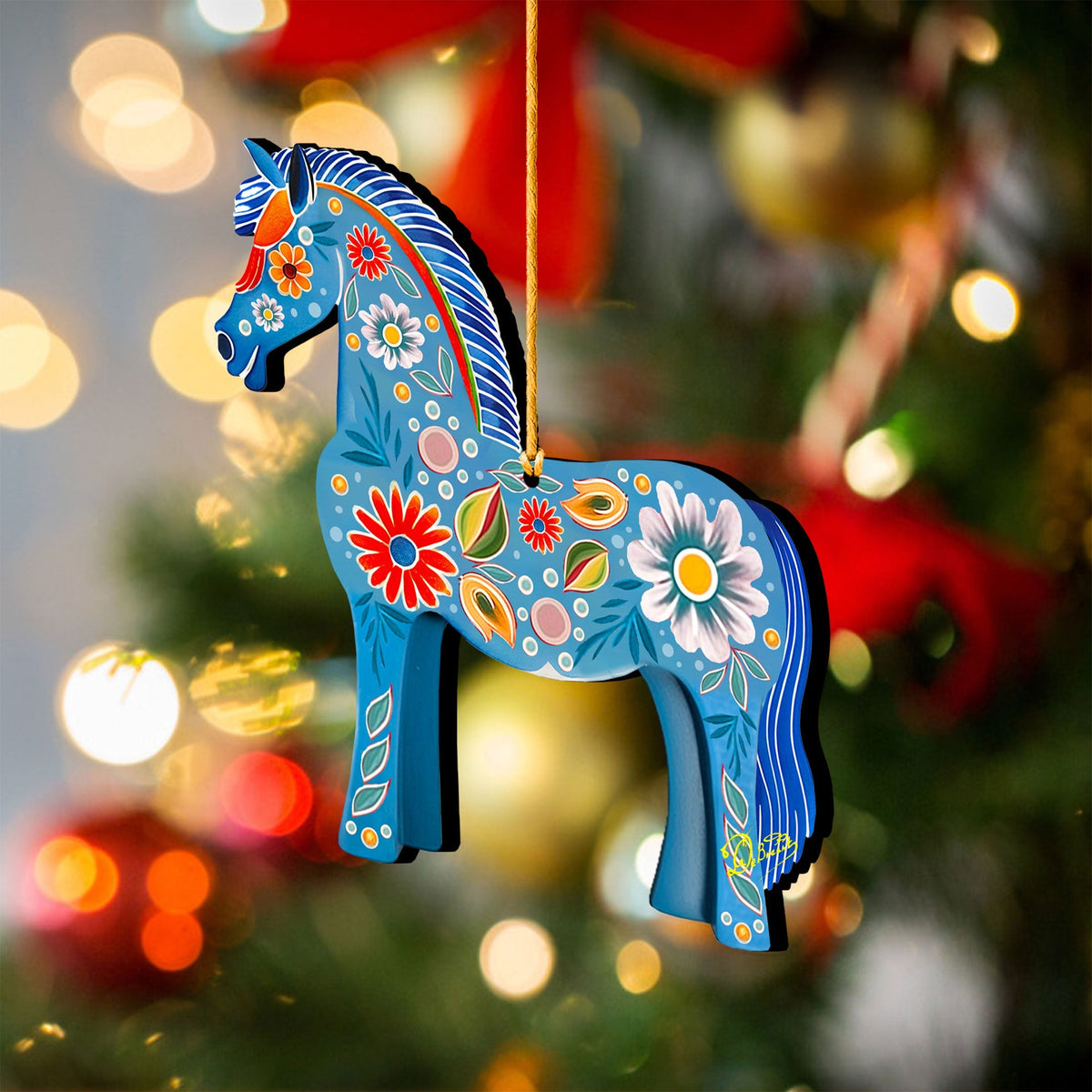 Danish Horse Decorative Wooden Ornaments by G. Debrekht - Love Family Decor - 8688311-1