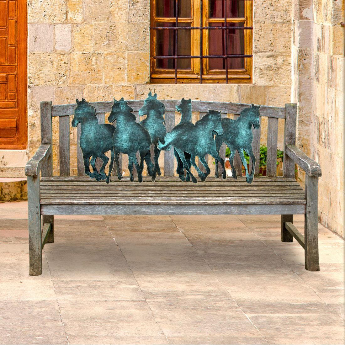 Horse Ride Rustic Wooden Decor for the Bench - G. DeBrekht - Nature Wildlife Decor  - G99157-0