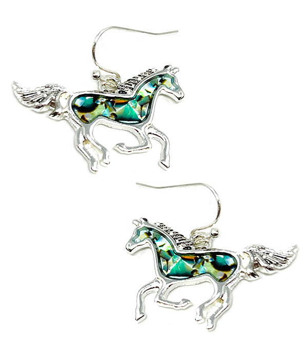 ABALONE HORSE EARRING-0