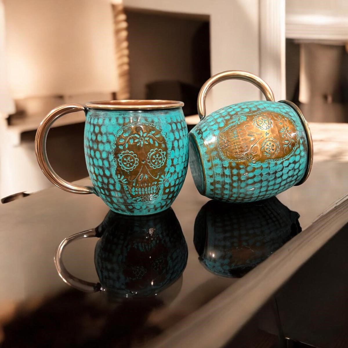 Set of Two Copper Barrel Mugs
